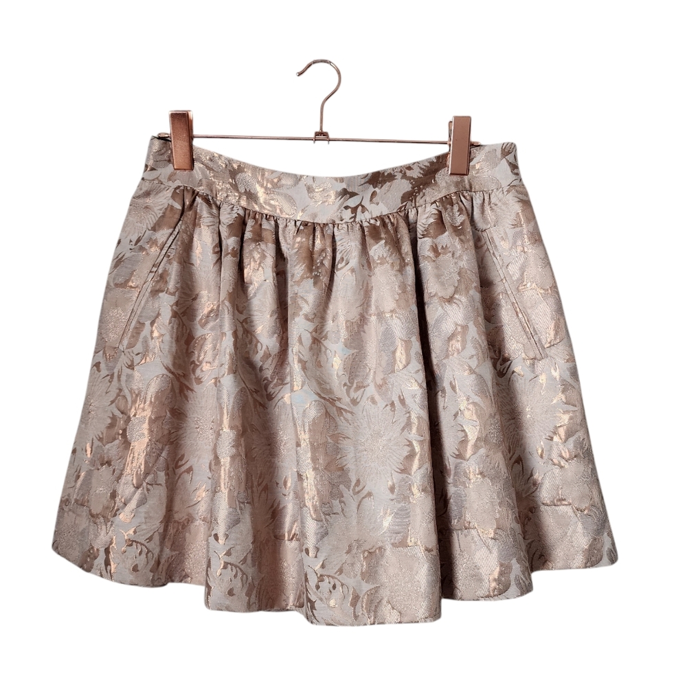 BANANA REPUBLIC Bronze Metallic Mini circle skater skirt‎ NWT 10